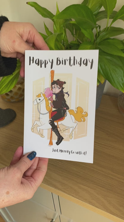 Goth Girl Merry-Go-Round Birthday Card