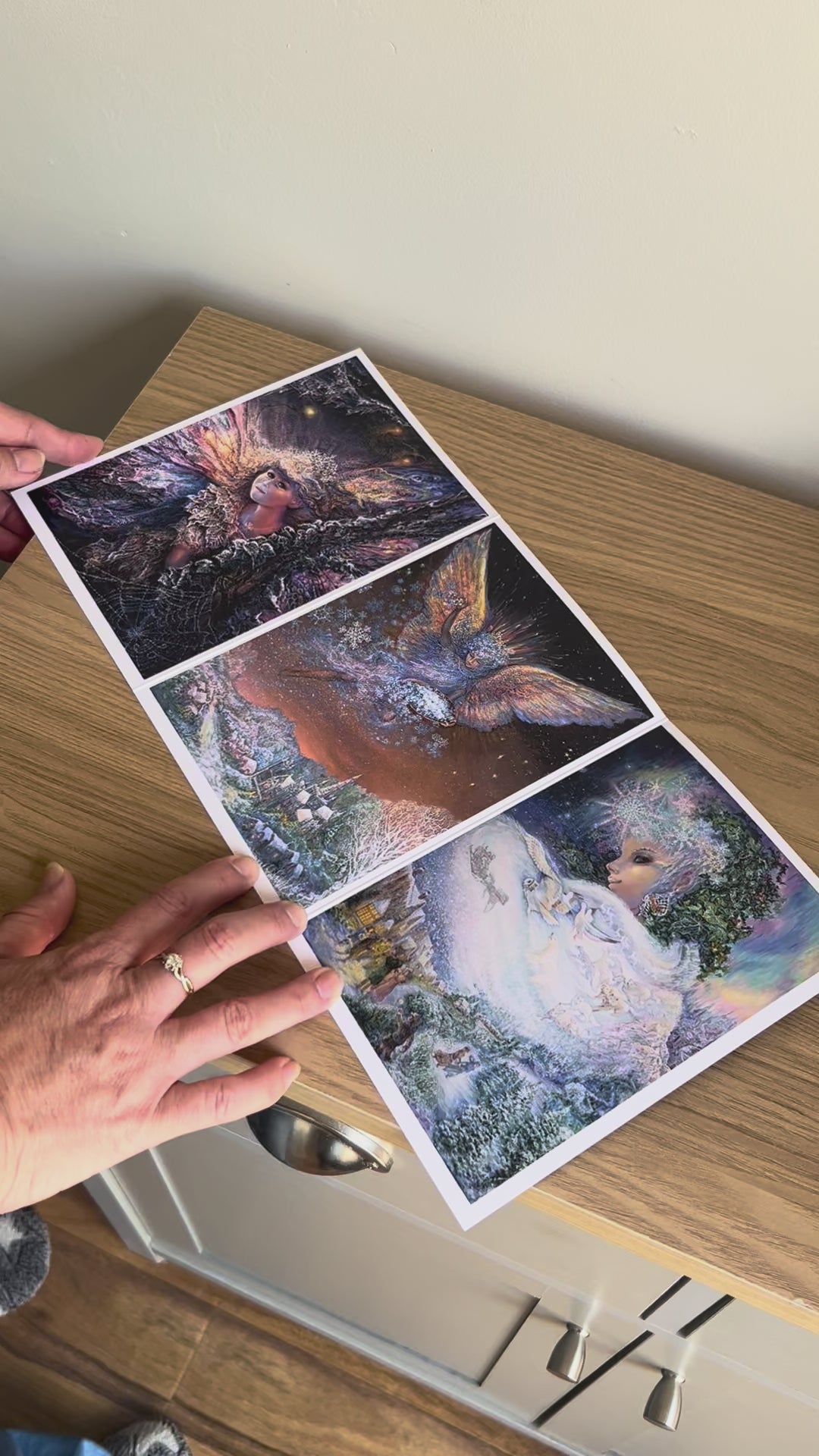 Demonstration video for the Bare Cards self-sealing greetings card from the fantasy art range 'The Josephine Wall Collection': The Frost Fairy