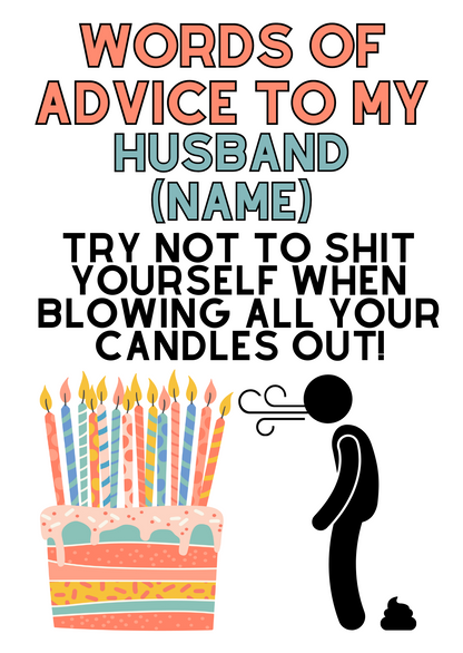 Personalised and Funny Birthday Card for Your Husband