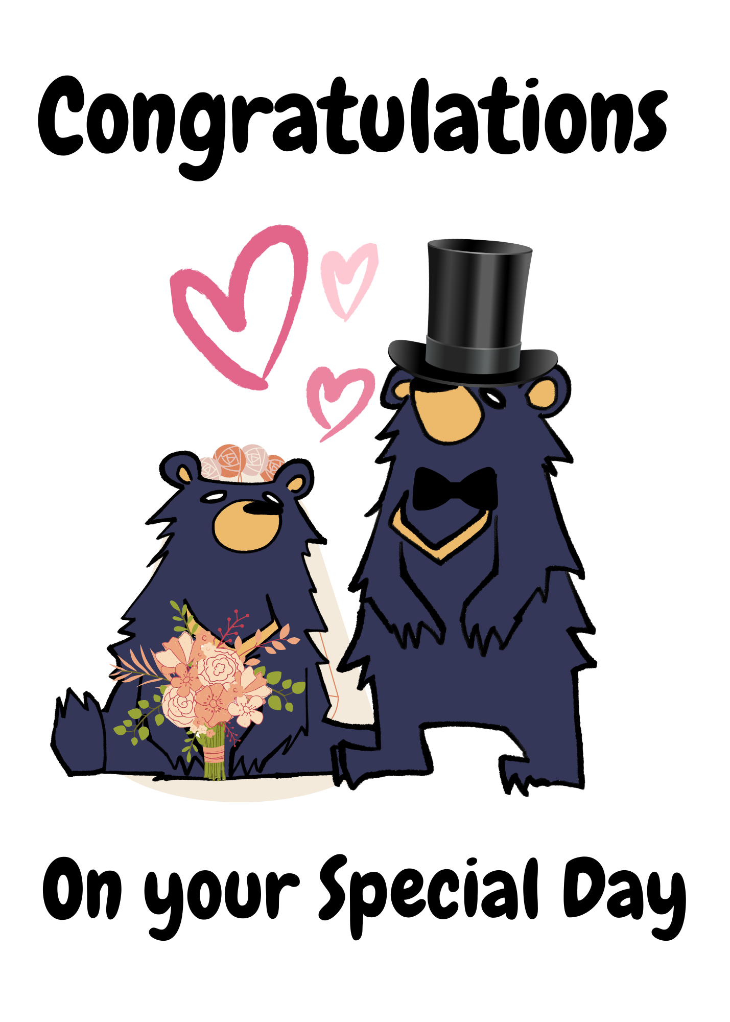 Wedding Congratulations Card featuring cute Moon Bears
